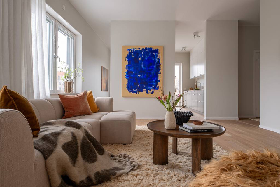 Hörntrea på 80,5 kvm med två balkonger